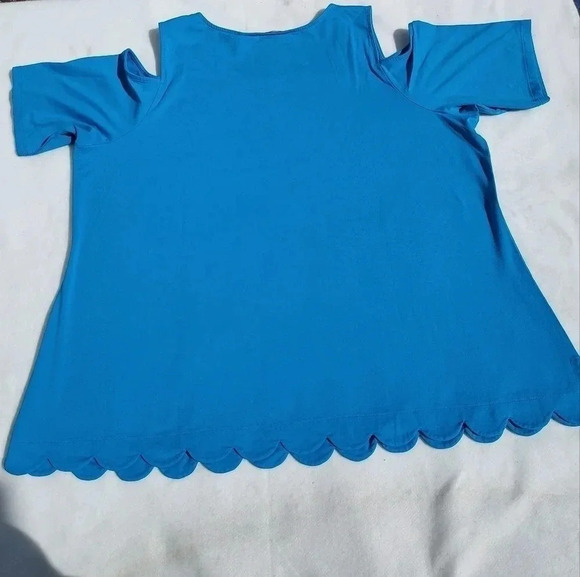 Isaac Mizrahi Live 3X Womens Blouse Turquoise Color - Picture 4 of 8